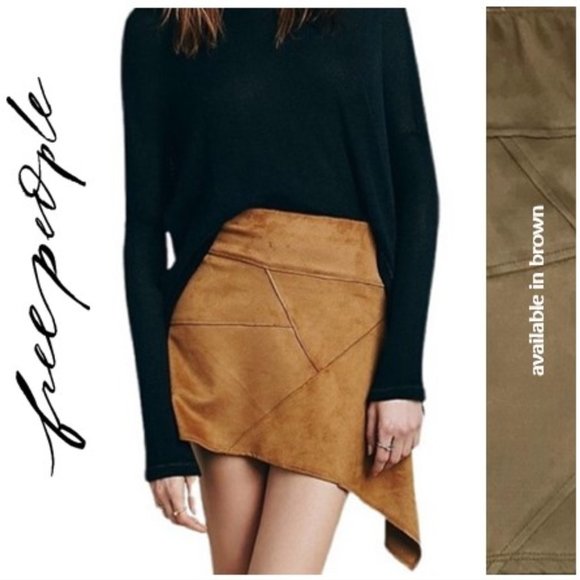 Free People Liberty Garden vegan suede brown skirt - Picture 1 of 5
